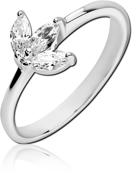 STERLING SILVER 925 JEWELED RING - LEAF