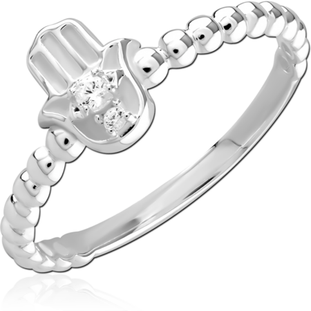 STERLING SILVER 925 RHODIUM PLATED JEWELED RING