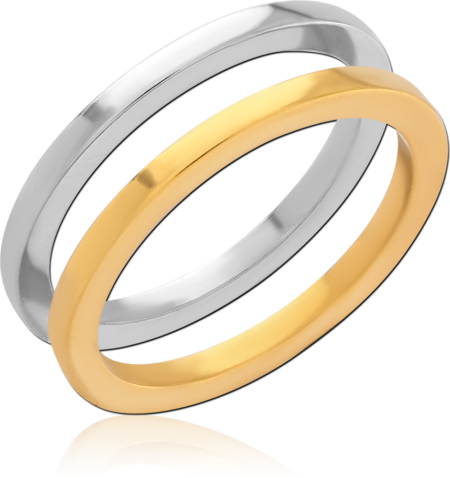 GOLD PVD COATED TWO TONE SURGICAL STEEL RING