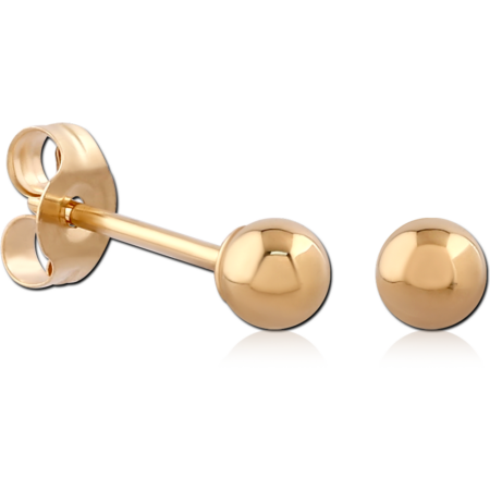 14K GOLD BALL POST EAR STUDS