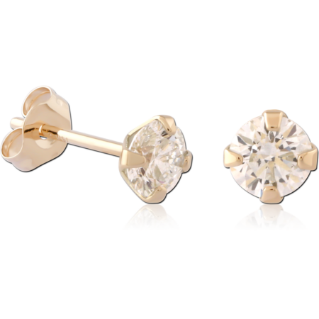 14K GOLD PRONG SET EAR STUDS LAB GROWN DIAMONDS