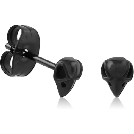 BLACK PVD COATED SURGICAL STEEL EAR STUDS PAIR