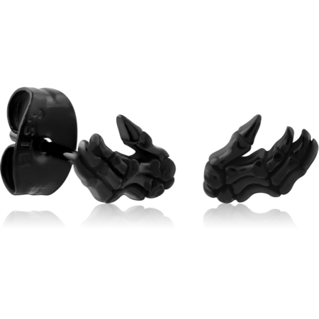 BLACK PVD COATED SURGICAL STEEL EAR STUDS PAIR