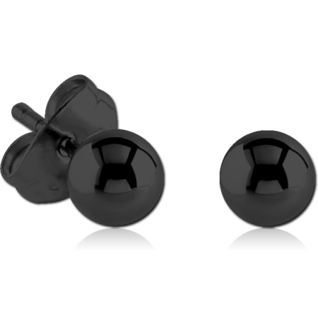 BLACK PVD COATED SURGICAL STEEL EAR STUDS PAIR - BALL 3MM