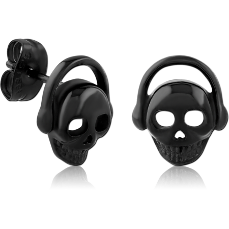 BLACK PVD COATED SURGICAL STEEL EAR STUDS PAIR