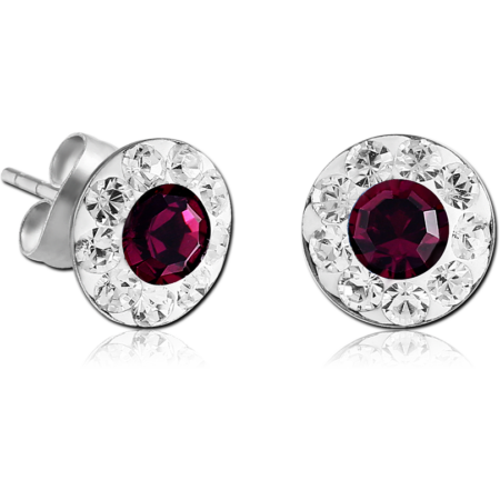 SURGICAL STEEL CRYSTALINE DOT VALUE JEWELED EAR STUDS PAIR