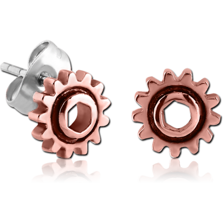 SURGICAL STEEL EAR STUDS PAIR - STEAMPUNK