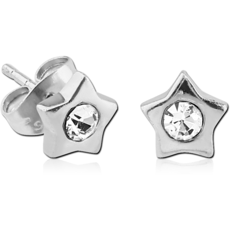 STERLING SILVER 925 HEART EAR STUDS WITH JEWEL PAIR