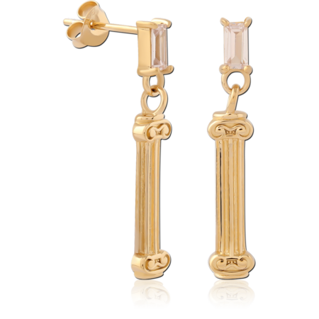 STERLING SILVER 925 GOLD PLATED 14K JEWELED EAR STUDS PAIR