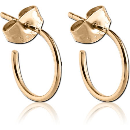 GOLD PVD 18KCOATED SURGICAL STEEL EAR STUDS PAIR - HOOP