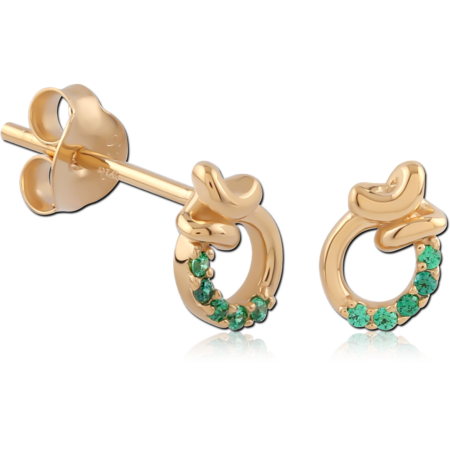 STERLING SILVER 925 18K GOLD PLATED JEWELED EAR STUDS PAIR