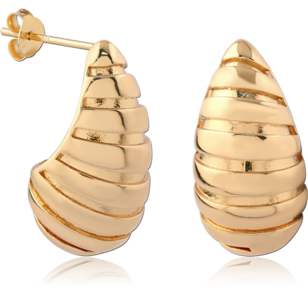 STERLING SILVER 925 18K GOLD PLATED EAR STUDS PAIR