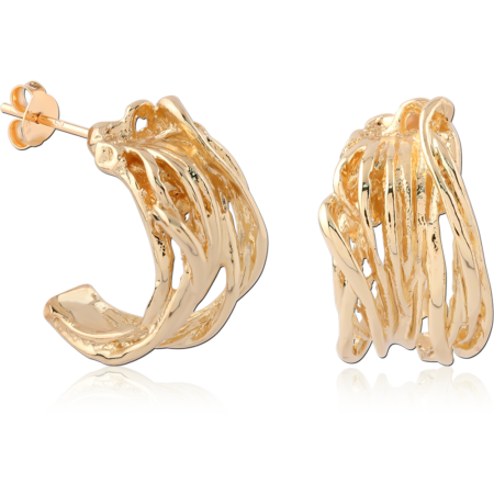 STERLING SILVER 925 GOLD PLATED 18K  EAR STUDS PAIR