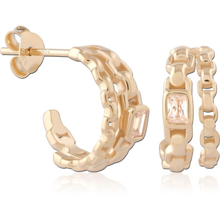 STERLING SILVER 925 18K GOLD PLATED EAR STUDS PAIR