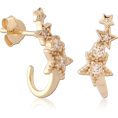 STERLING SILVER 925 18K GOLD PLATED EAR STUDS PAIR