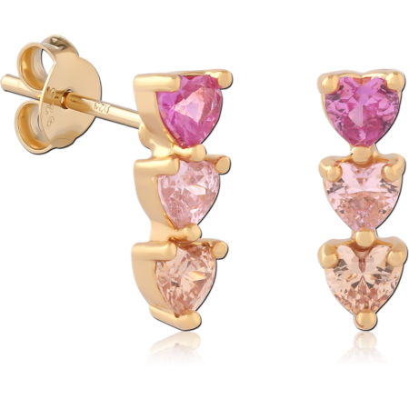 STERLING SILVER 925 GOLD PLATED 18K EAR STUDS PAIR