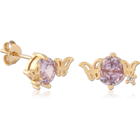 STERLING SILVER 925 GOLD PLATED 18K EAR STUDS PAIR