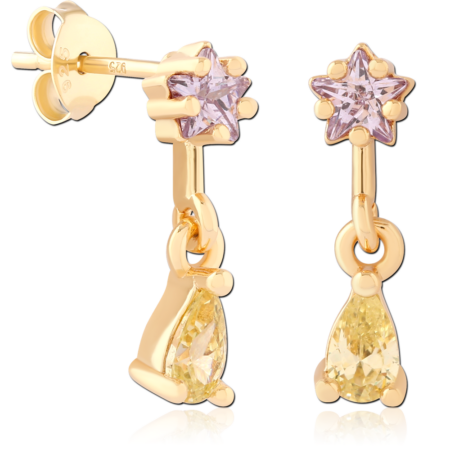 STERLING SILVER 925 GOLD PLATED 18K EAR STUDS PAIR