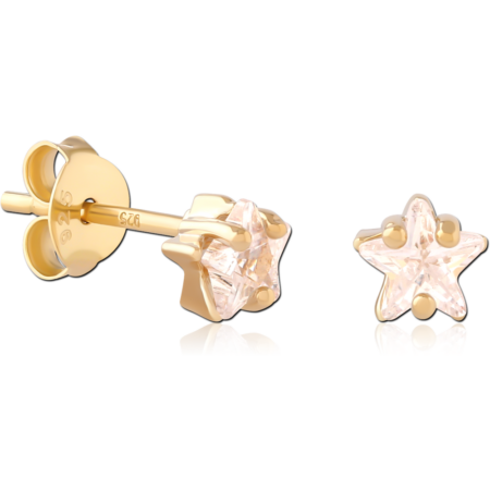 STERLING SILVER 925 GOLD PLATED 18K EAR STUDS PAIR