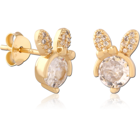 STERLING SILVER 925 18K GOLD PLATED EAR STUDS PAIR