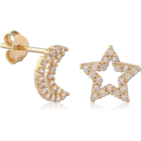 STERLING SILVER 925 18K GOLD PLATED EAR STUDS PAIR