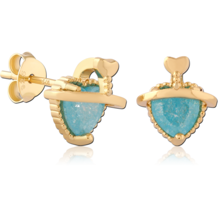 STERLING SILVER 925 18K GOLD PLATED EAR STUDS PAIR