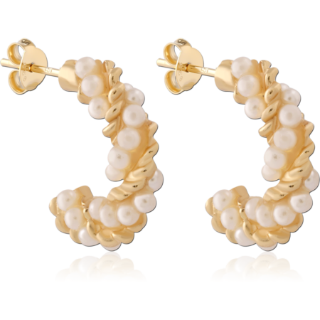 STERLING SILVER 925 18K GOLD PLATED JEWELED EAR STUDS PAIR