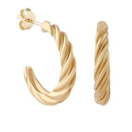 STERLING SILVER 925 18K GOLD PLATED EAR STUDS PAIR