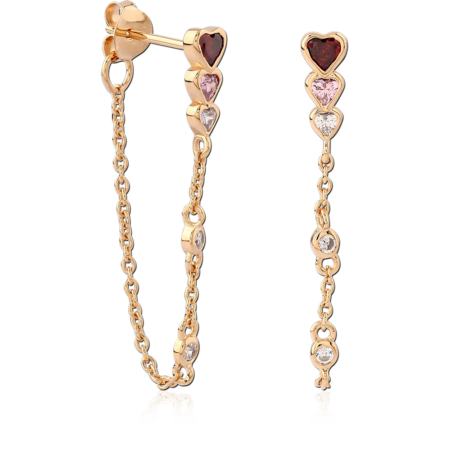 STERLING SILVER 925 18K GOLD PLATED JEWELED EAR STUDS PAIR