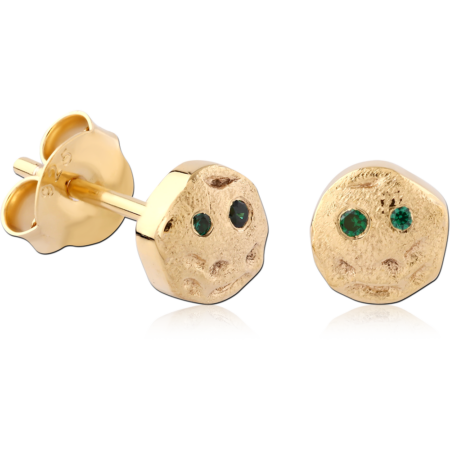 STERLING SILVER 925 18K GOLD PLATED JEWELED EAR STUDS PAIR