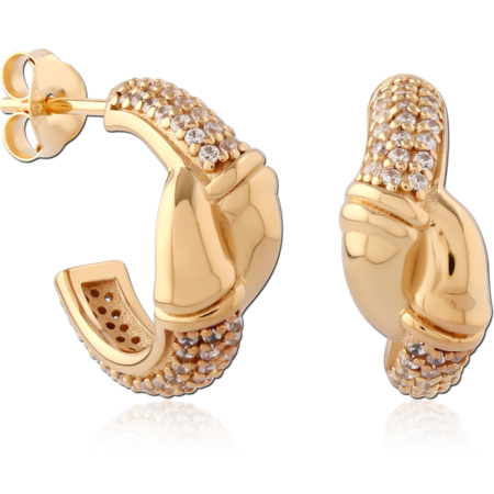 STERLING SILVER 925 18K GOLD PLATED JEWELED EAR STUDS PAIR