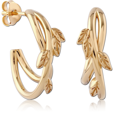 STERLING SILVER 925 18K GOLD PLATED EAR STUDS PAIR