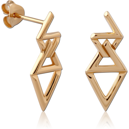 STERLING SILVER 925 18K GOLD PLATED EAR STUDS PAIR