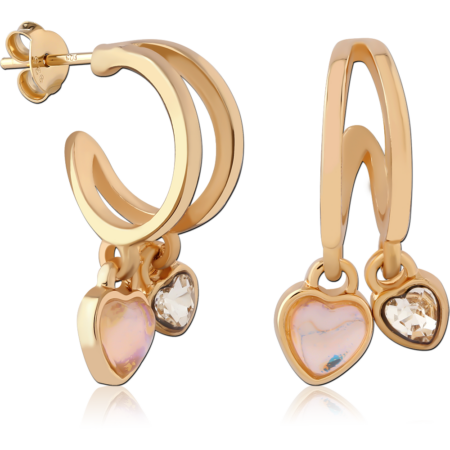 STERLING SILVER 925 GOLD PLATED 18K JEWELED EAR STUDS PAIR