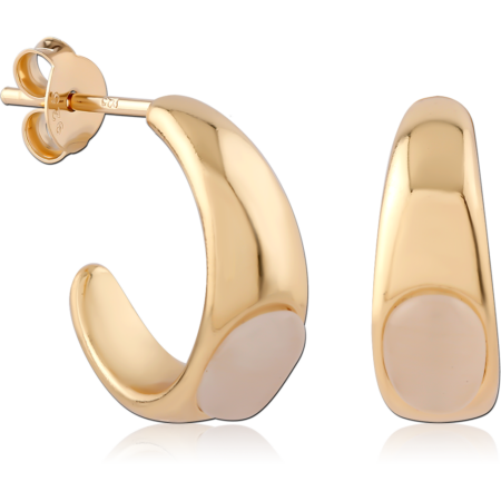 STERLING SILVER 925 GOLD PLATED 18K JEWELED EAR STUDS PAIR