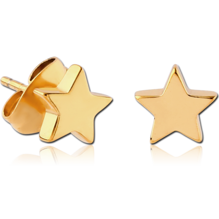 GOLD PVD COATED SURGICAL STEEL EAR STUDS PAIR - STAR