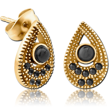 GOLD PVD COATED SURGICAL STEEL JEWELED EAR STUDS