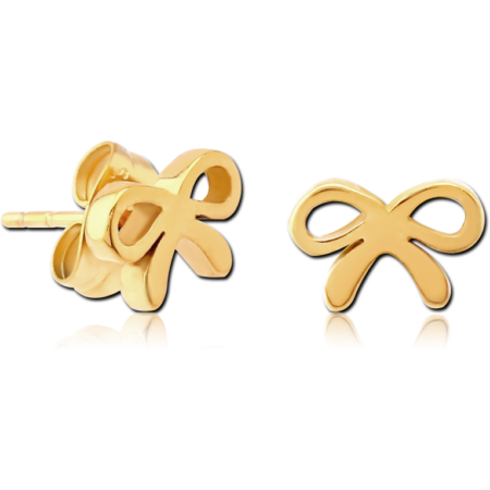 GOLD PVD COATED SURGICAL STEEL EAR STUDS - BOW