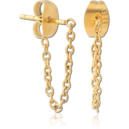 GOLD PVD COATED SURGICAL STEEL EAR STUDS PAIR