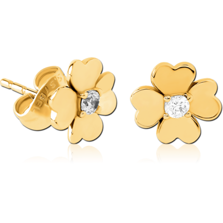 GOLD PVD COATED SURGICAL STEEL EAR STUDS PAIR - FLOWER