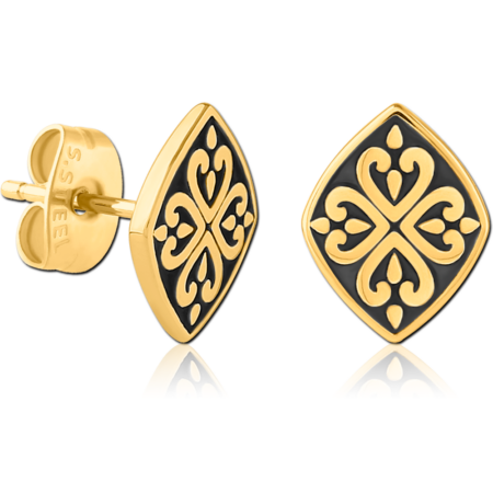 GOLD PVD COATED SURGICAL STEEL EAR STUDS PAIR