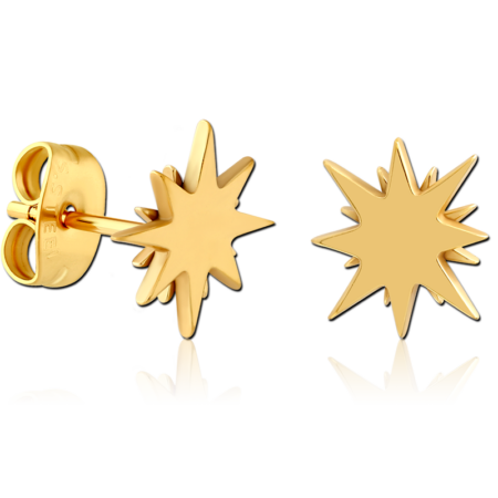 GOLD PVD COATED SURGICAL STEEL EAR STUDS PAIR