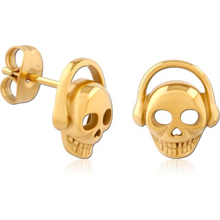 GOLD PVD COATED SURGICAL STEEL EAR STUDS PAIR