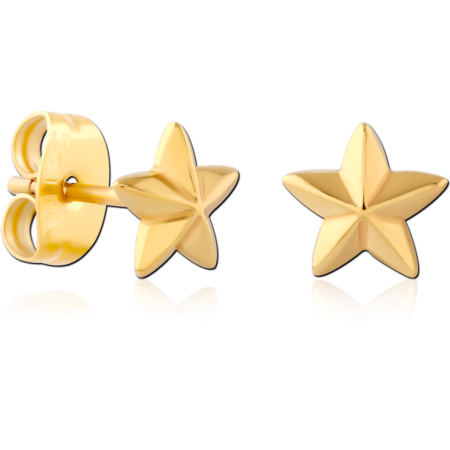 GOLD PVD COATED SURGICAL STEEL EAR STUDS PAIR