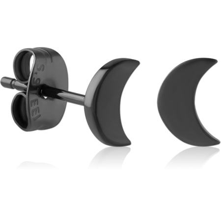 HEMETITE PVD COATED SURGICAL STEEL EAR STUDS PAIR - CRESCENT