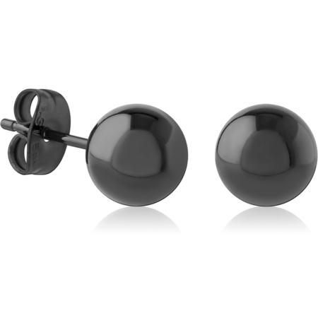 HEMETITE PVD COATED SURGICAL STEEL EAR STUDS PAIR - 8MM BALL