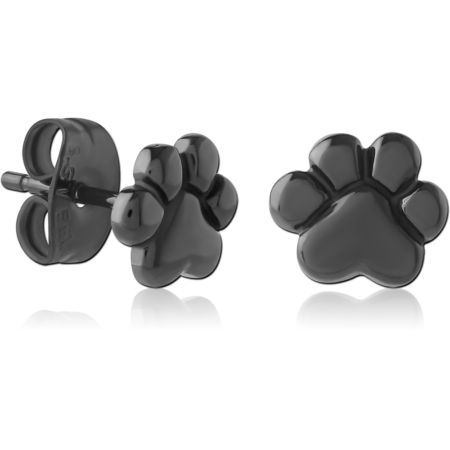 HEMETITE PVD COATED SURGICAL STEEL EAR STUDS PAIR - PAW