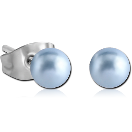 SYNTHETIC PEARL BALL EAR STUDS PAIR