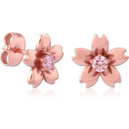 ROSE GOLD PVD COTAED SURGICAL STEEL EAR STUDS PAIR