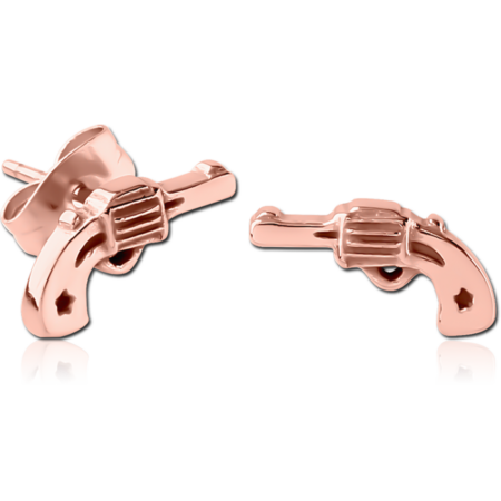 ROSE GOLD PVD COATED SURGICAL STEEL EAR STUDS PAIR - GUN